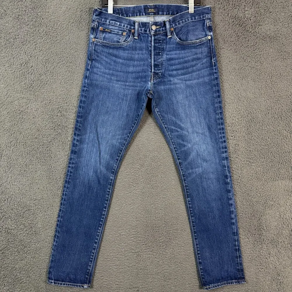 Polo Ralph Lauren Jeans Mens 32x32 Blue Varick Slim Fit Button Fly Dark Wash